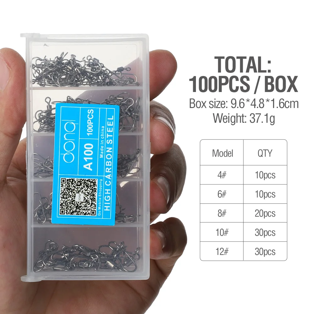 100 pcs DONQL 100/200 шт подшипниковый поворотный Рыболовный соединитель защелкивающийся Поворотный соединитель рыболовный крючок Приманка для морской рыбалки снасти Аксессуары - Цвет: 100 pcs