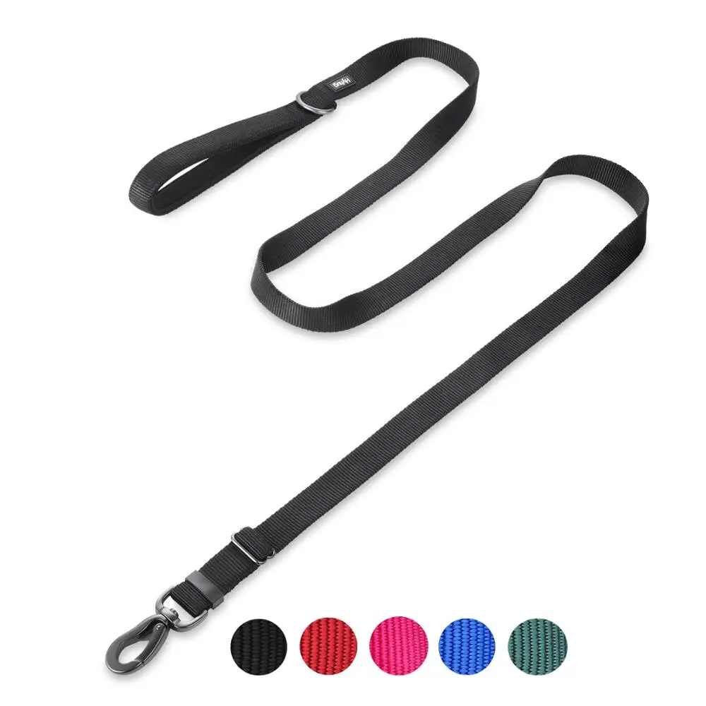 Black Hyhug Pets Регулируемая длина свинца с прочным нейлоном и супер мягкой неопреновой подкладкой ручкой(большой, военный зеленый - Цвет: Black