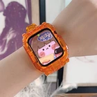 Чехол и ремешок для Apple Watch Band 44 мм 40 мм 42 мм 38 мм, силиконовый прозрачный браслет для iWatch Series 5 SE 6 4 3, аксессуары для часов