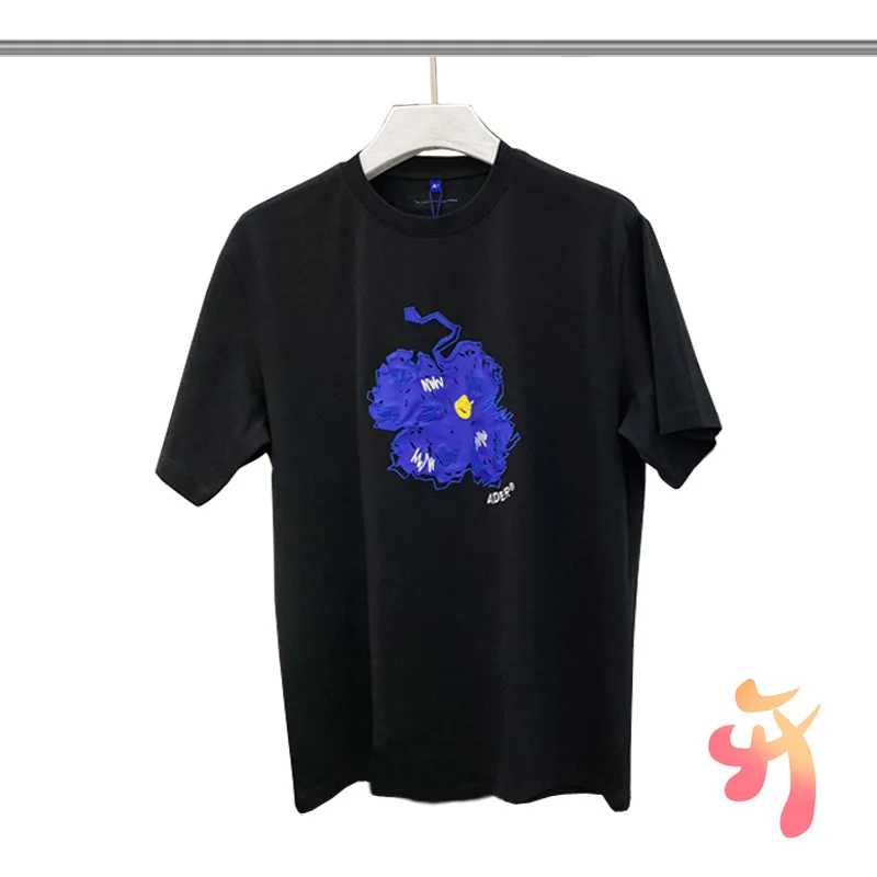 

Summer ADER ERROR Blue Graffiti T-shirt Men Women High Quality Embroidery Stroke Flower Pattern Tees Aedrerror Casual T Shirts