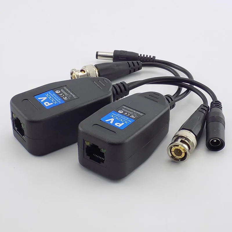 1 Pair(2pcs) Passive CCTV Coax BNC Power Video Balun Transceiver Connectors to RJ45 male for video Camera W17 | Безопасность и