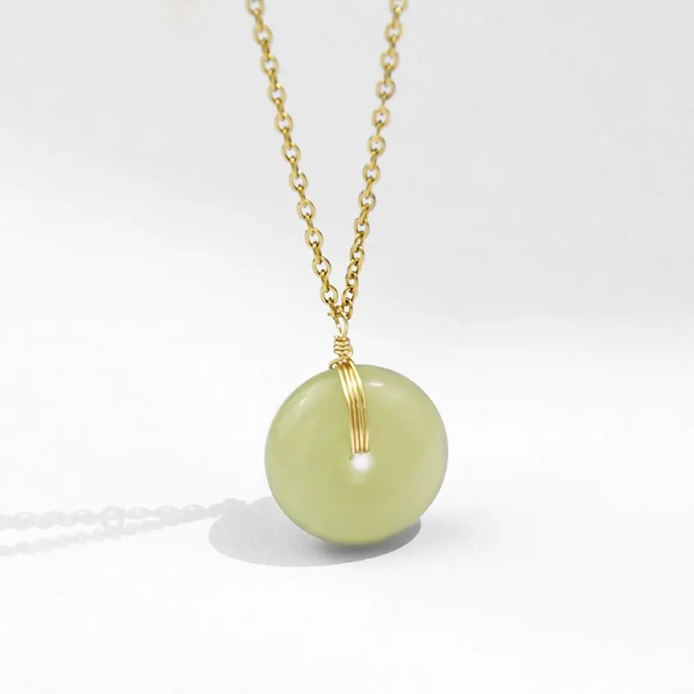 

Ожерелье из переводного бисера женское простое ожерелье из натурального нефрита долговечность кулон с замком цепочка до ключиц ожерелье в ...