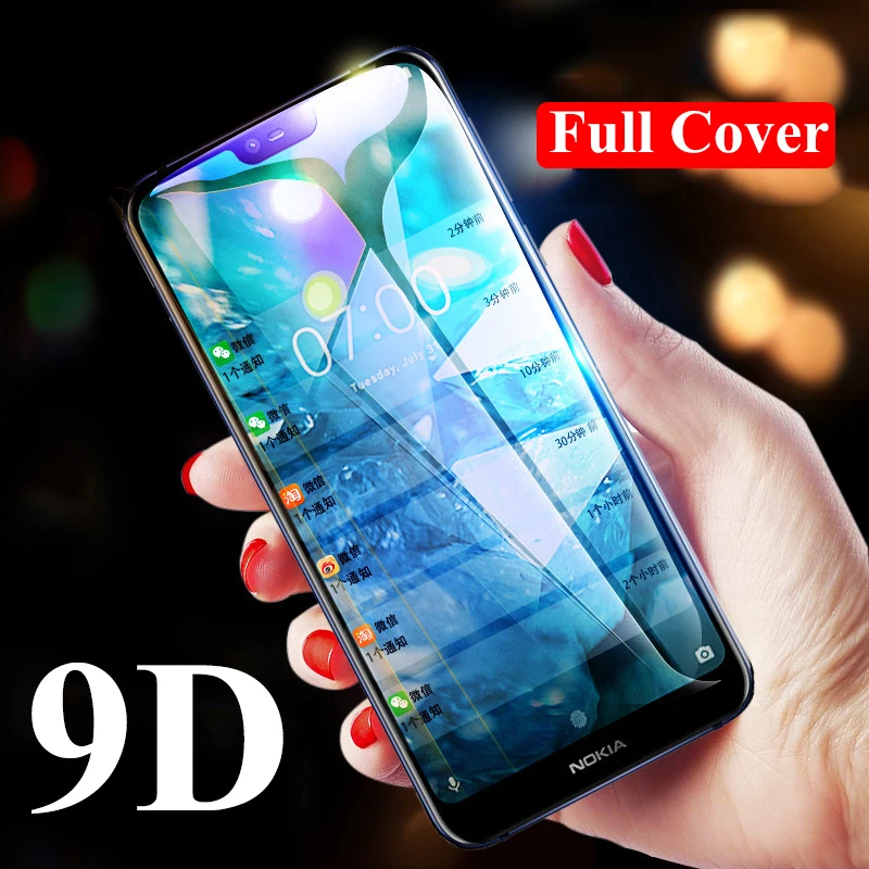 9D закаленное стекло для Nokia 8 6 7 Plus клейкая крышка Защита экрана X6 1 защитное пленка