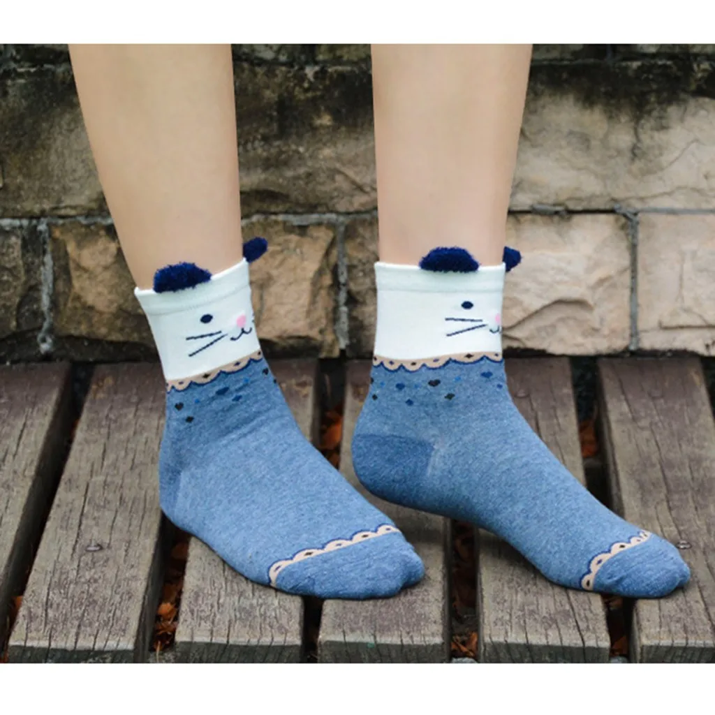 Модные милые женские носки Мультяшные животные зоопарк теплые мягкие хлопковые