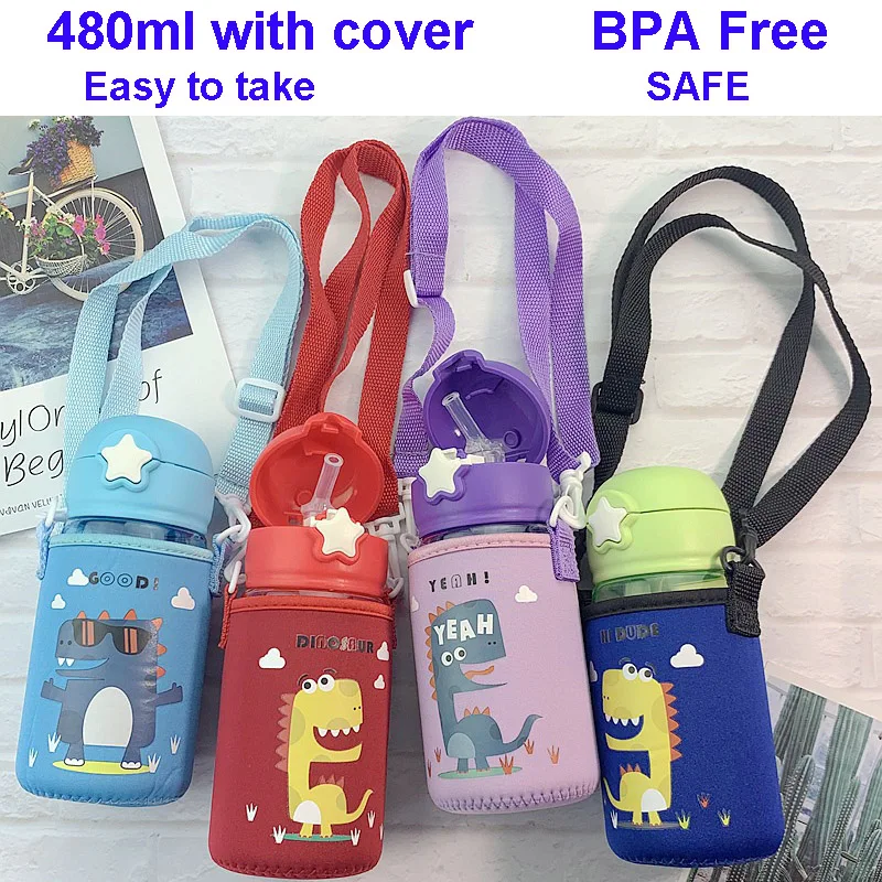 Детский милый стеклянный чайник мультяшный динозавр пластиковый чехол для