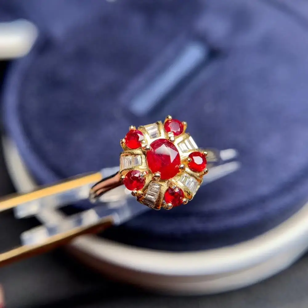 Модное кольцо с красным Рубином/зеленым изумрудом женское серебряное ювелирное