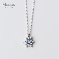 modian hot sale luminous cz snowflake sterling silver 925 pendant necklace for women link chain fashion wedding original jewelry
