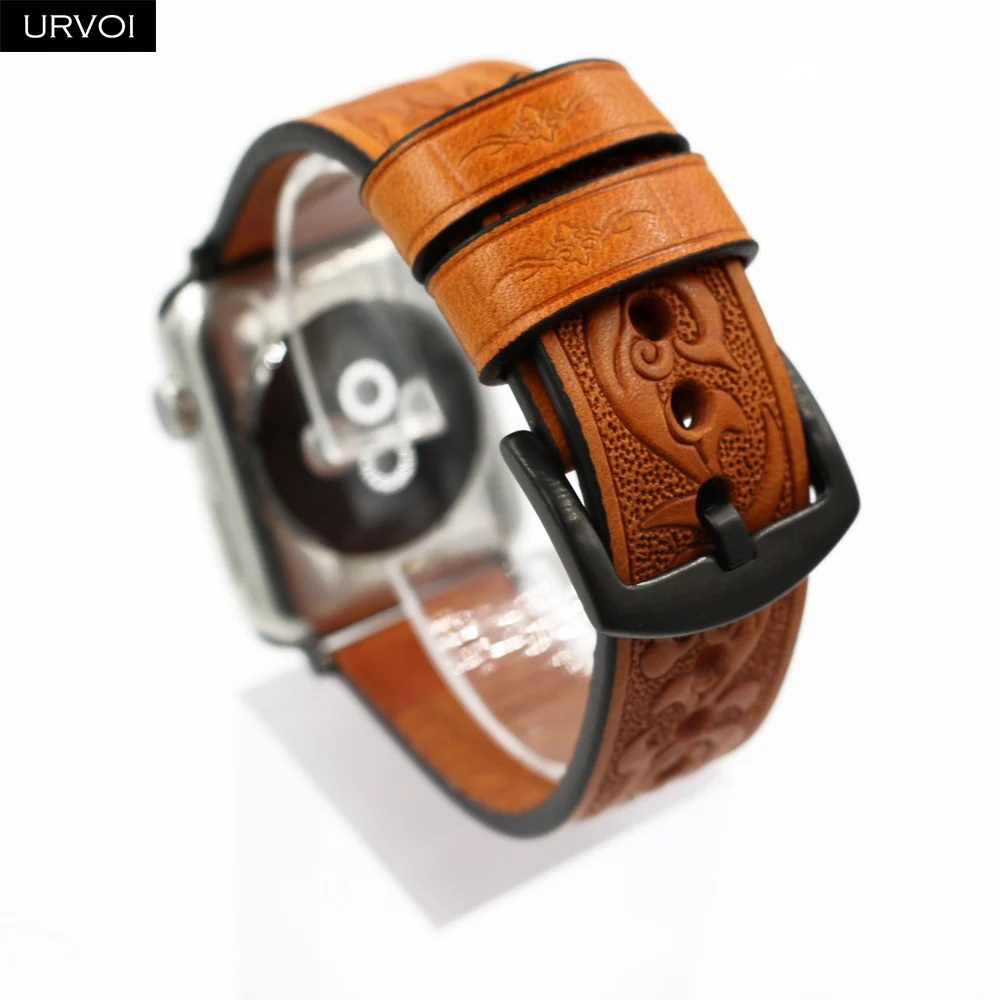 Ремешок URVOI для Apple Watch винтажный первый слой штампованный кожаный ремешок серия 5
