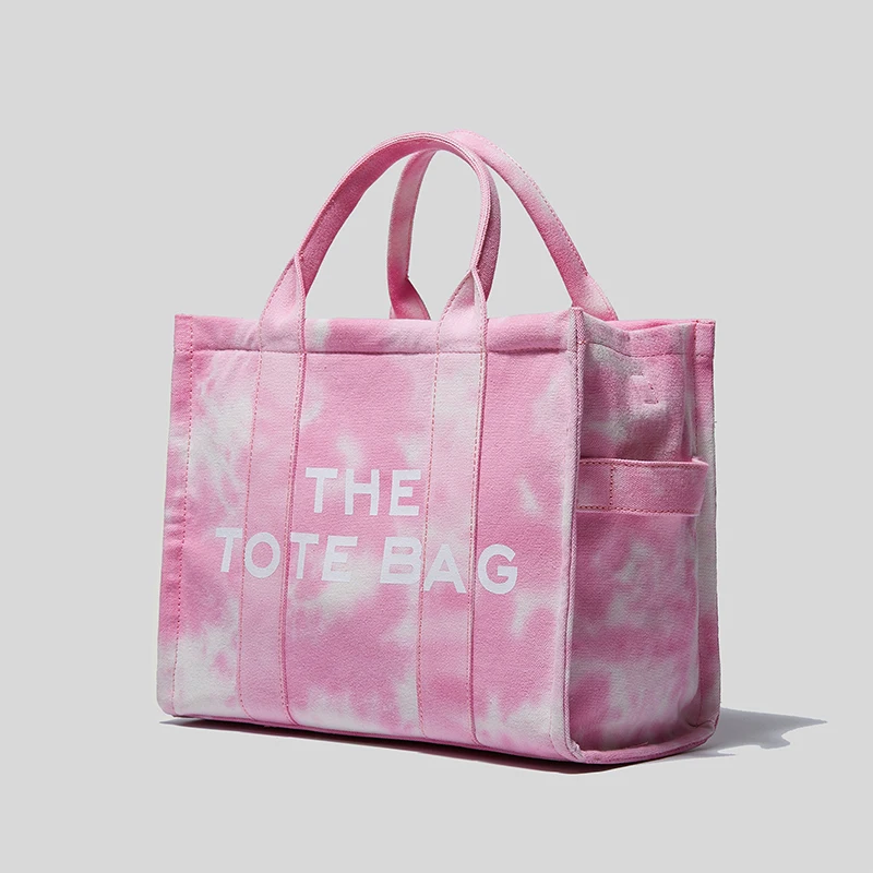 

New canvas gradient pink handbag ladies shoulder bag letter printing casual ladies messenger bag tote bag designer handbag
