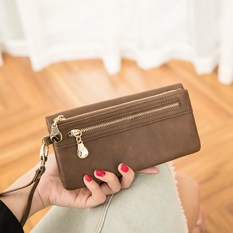 

High Capacity Fashion Women Wallets Long PU Leather Wallet Female Double Zipper Clutch Coin Purse