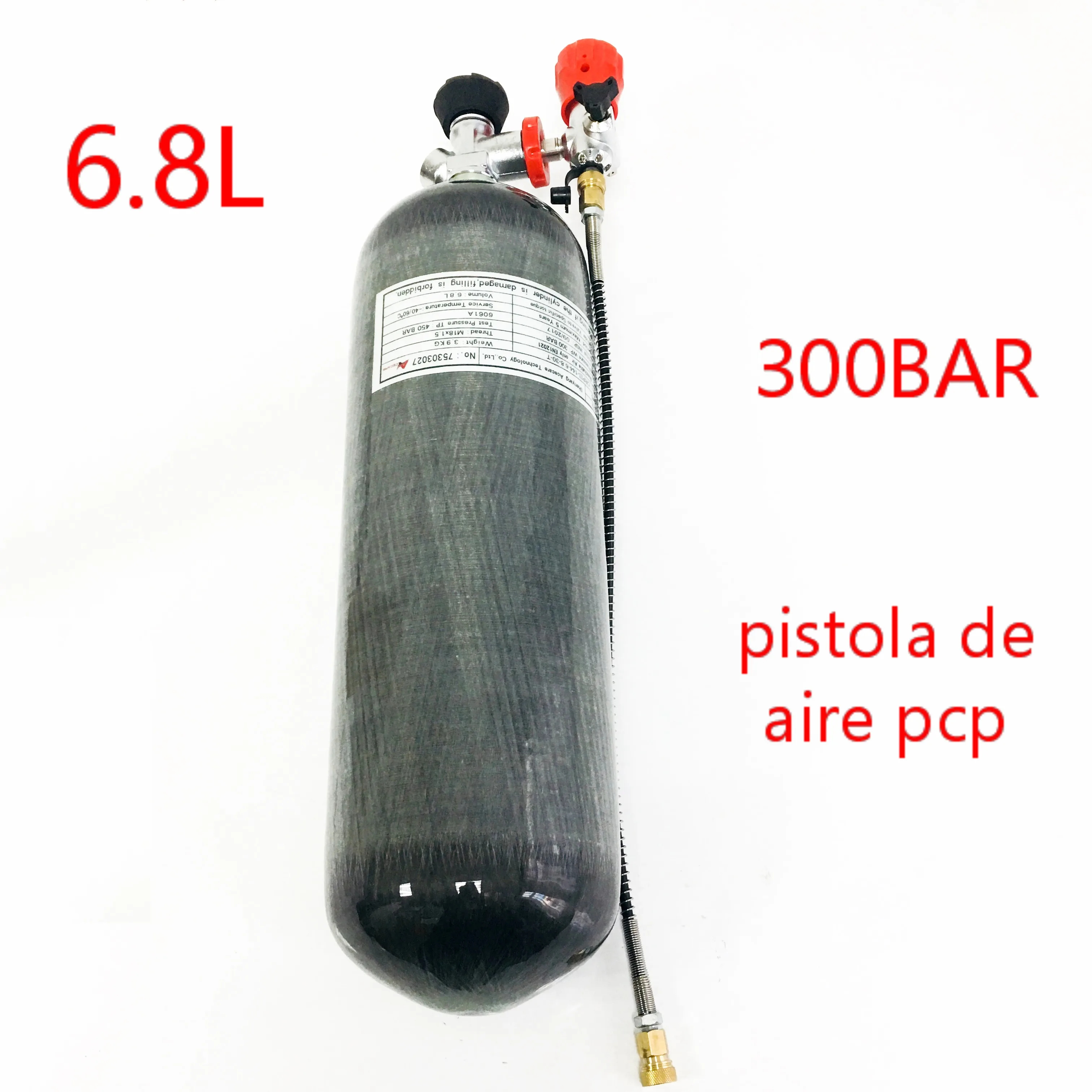 AC168301 цилиндр акваланга Pcp пневматическая винтовка подводный пистолет из углеродного волокна Воздушный пистолет Танк 6.8л 300 бар CE клапан Дайвинг цилиндр Acecare