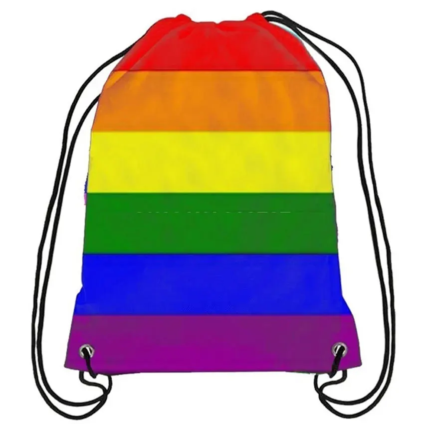 Радуга Гей Прайд Drawstring Bag 30x45 см ЛГБТ Спортивное Украшение Продвижение дома
