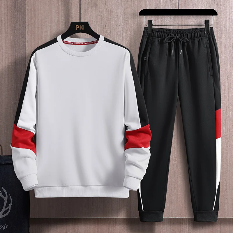 

Костюм мужской из двух предметов, свитер и брюки с капюшоном, имитация хлопка, приталенный силуэт, весна-осень