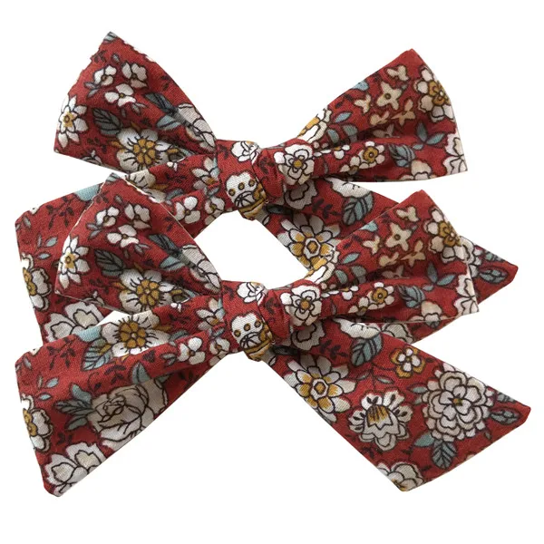 Floral-780 BEILARRY, 2 шт., 4-дюймовые зажимы из хлопчатобумажной ткани с бантиком для маленьких девочек, заколки для волос с бантиком, заколки, заколки для волос, головные уборы, аксессуары для волос - Цвет: Floral-780