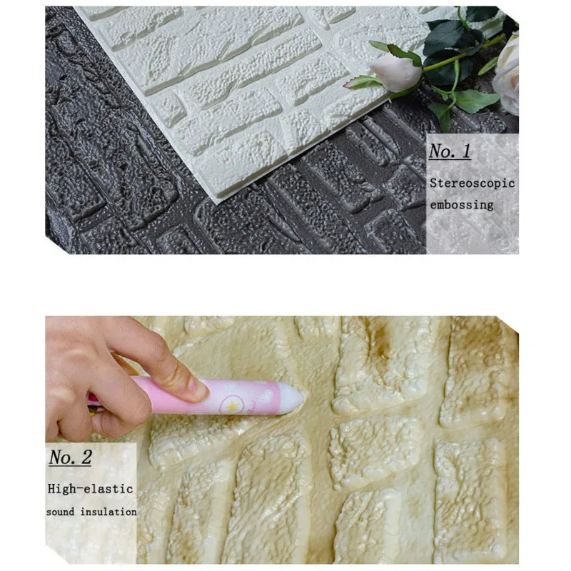 

Home Decor Self Adhesive 3D Wall Stickers Waterproof Retro Brick Wallpaper DIY Bedroom Living Room Backdrop Kitchen Wall Sticker