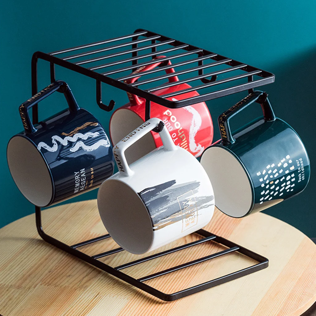 Металлическая кружка дерево держатель подставка для стойки 6 крючков дисплей