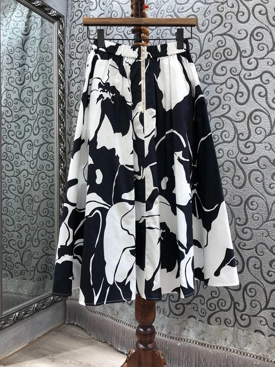 

2021 early spring European and American new women's irregular color matching print decoration A-line all-match skirt 10
