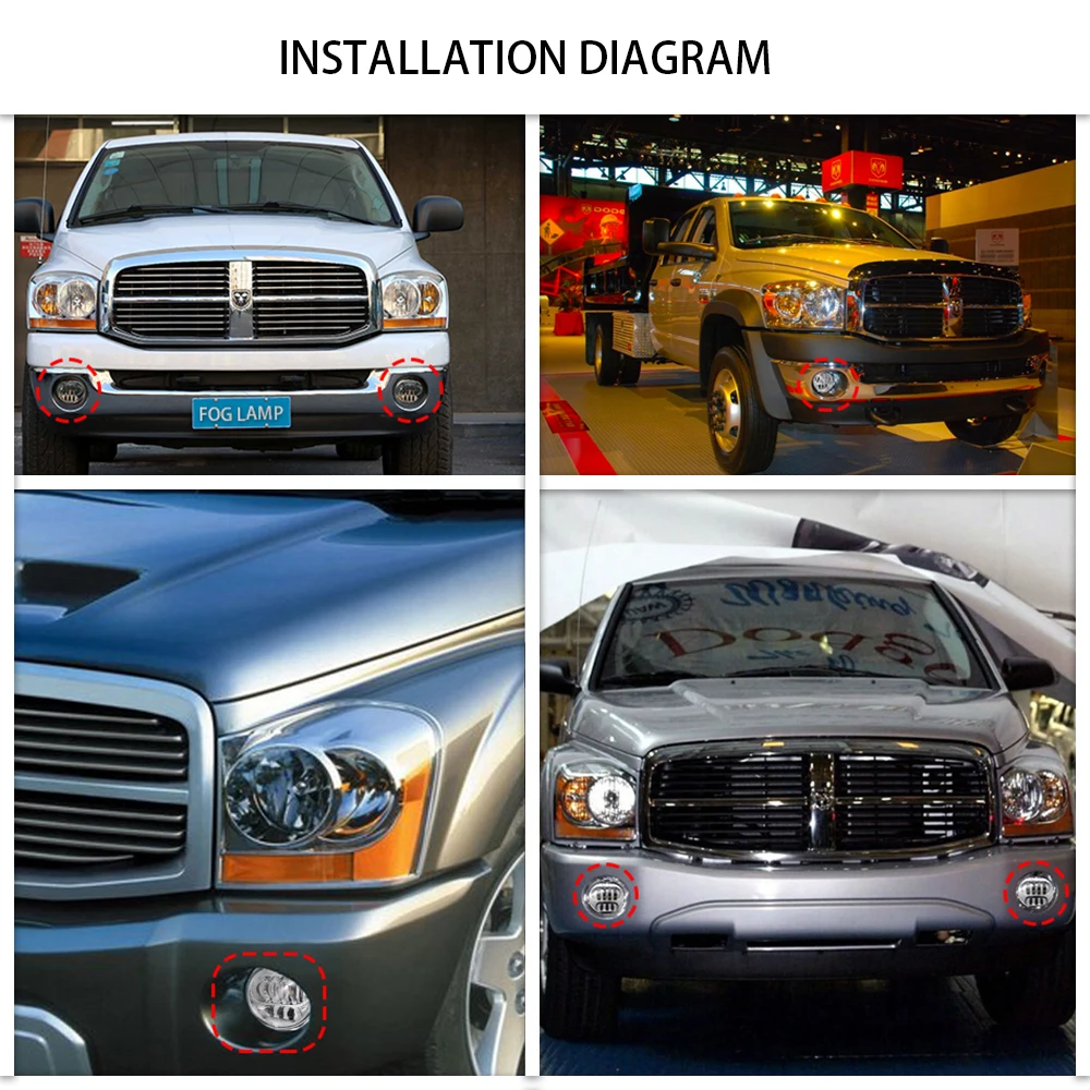 Хром 63 Вт светодиодные противотуманные фары светильник для Dodge Ram 1500 2002 2008 2500/3500 2003