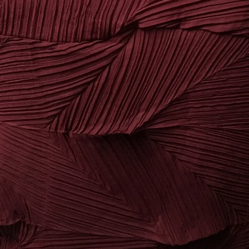Wine Red Женское платье размера плюс с длинным рукавом, осень, модное эластичное Плиссированное однотонное платье до колен с круглым вырезом - Цвет: Wine Red