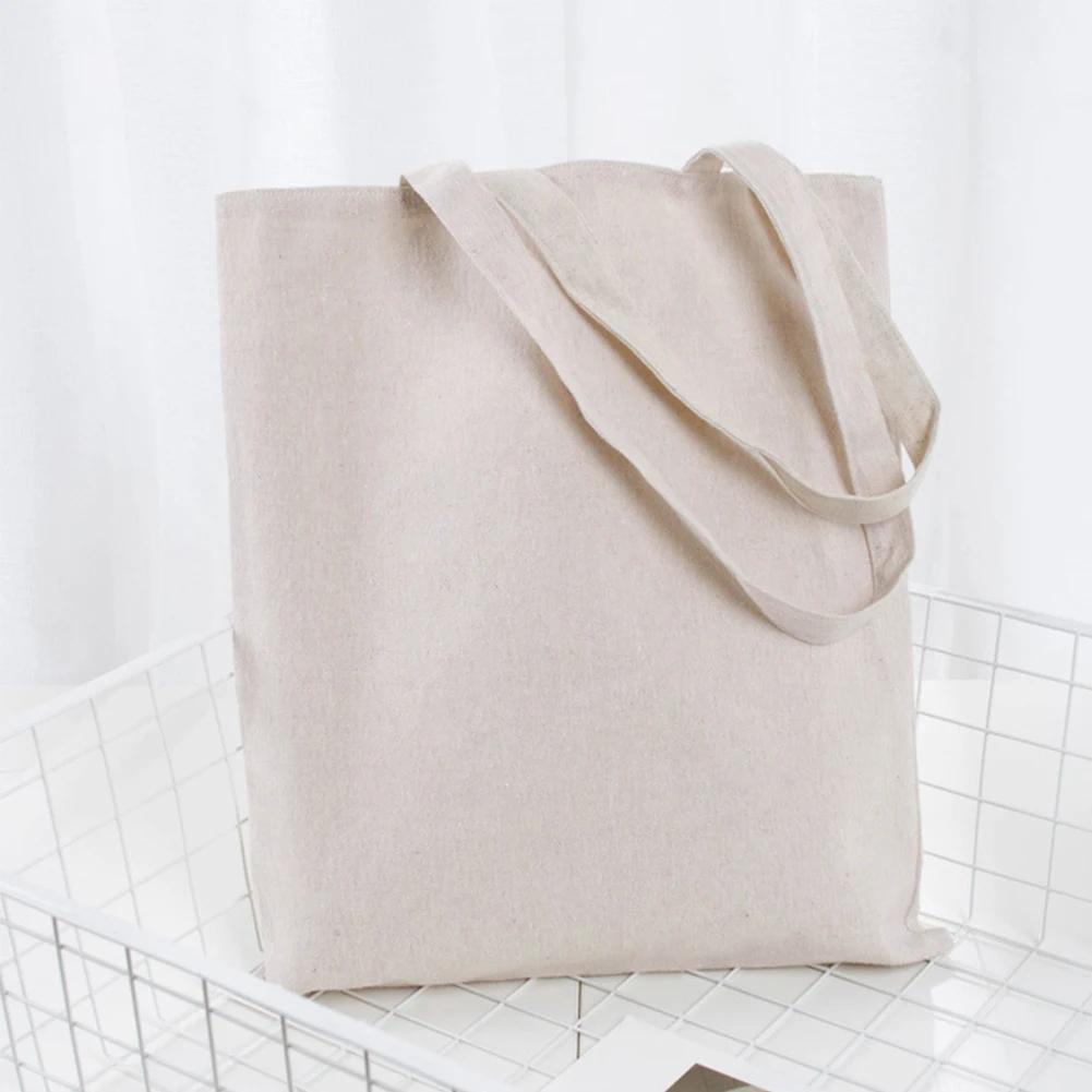 

Storage Cotton Blend Natural Soft School Washable Solid Tote Bag Eco Freindly Shopping Reusable Universal Large Capacity