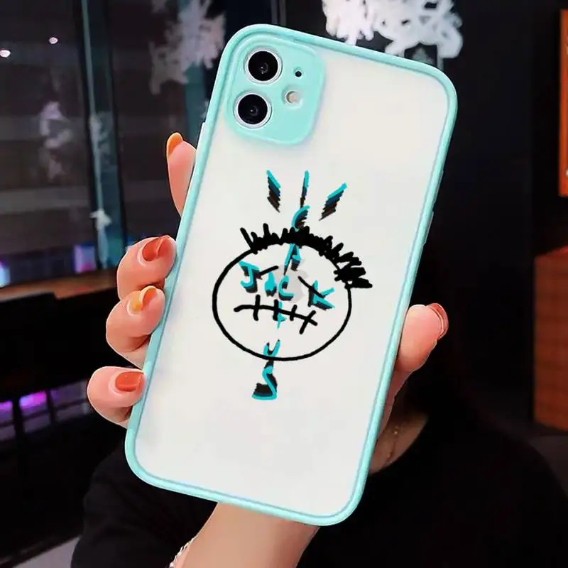 

Cactus jack Phone Case For iPhone 12 11 Mini Pro XR XS Max 7 8 Plus X Matte transparent blue Cover