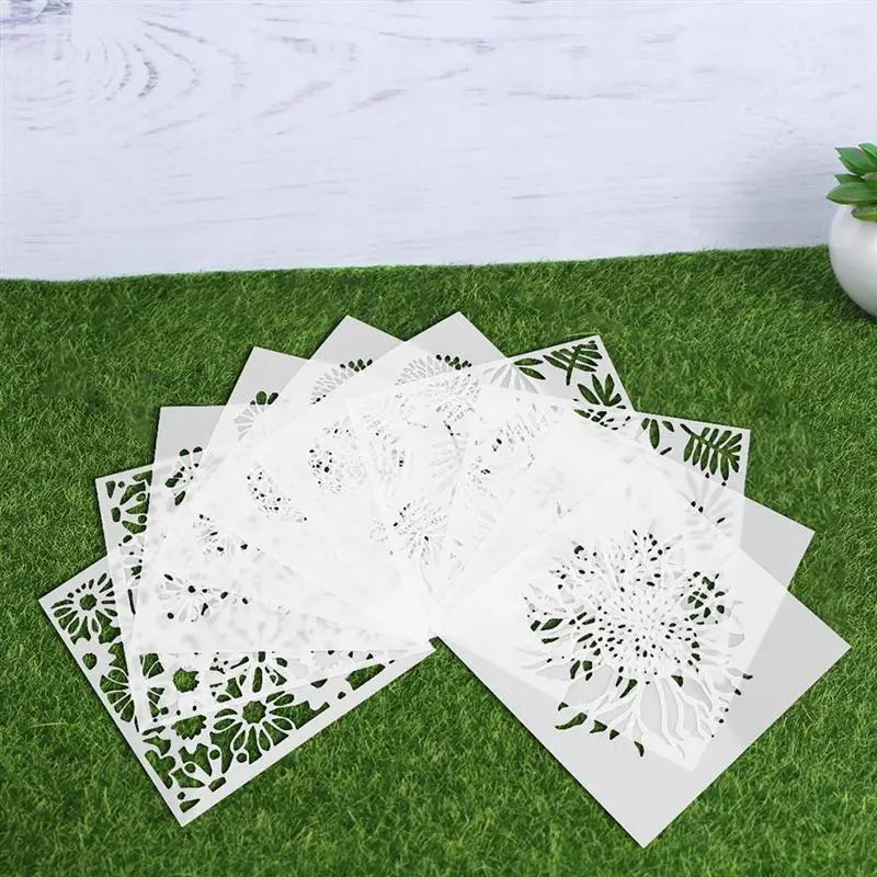 

15pcs Flower Hollow Painting Template Easy Drawing Stencils For Album Diary