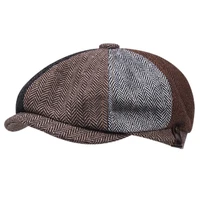 fashion autumn winter wool newsboy caps mens herringbone flat caps women men british painters hats soft caps hats casquette