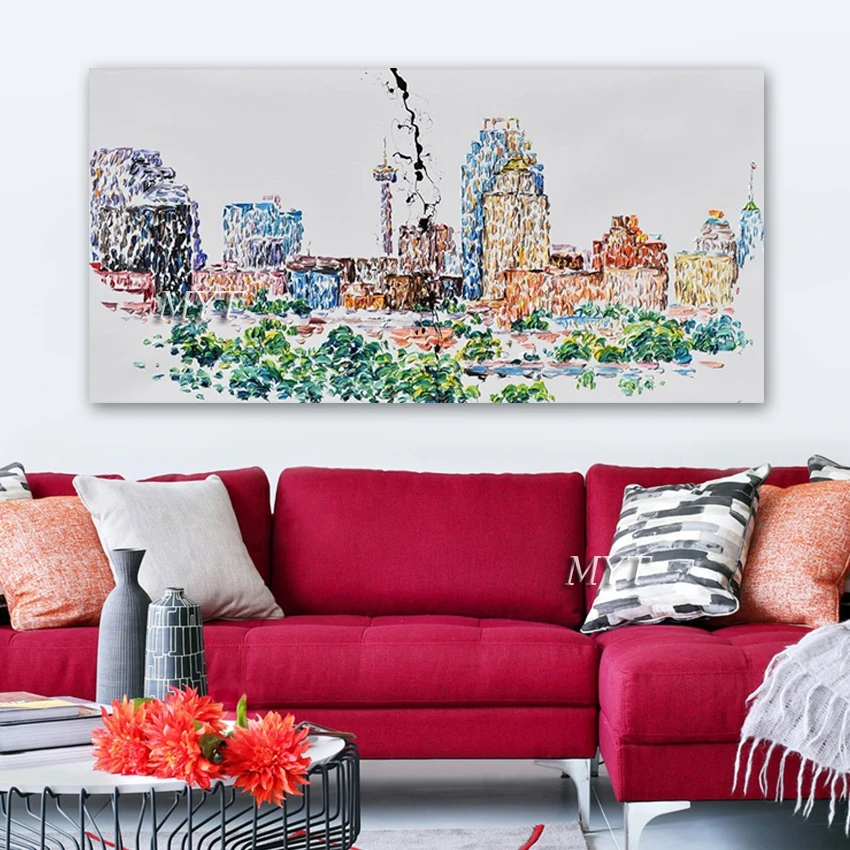 Новая красочная 100% абстрактная Палитра с ручной росписью нож картина маслом