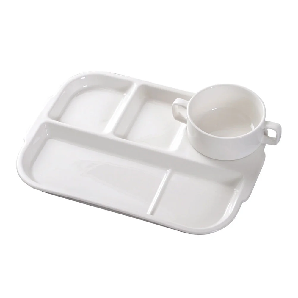 

1 Set of Household Meal Plate Daily Food Tray Ceramic Food Plate Home Supply