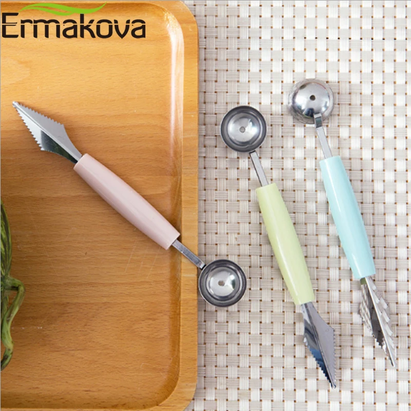 Нож ERMAKOVA 2 в 1 для резьбы по фруктам многофункциональная кухонная Овощечистка