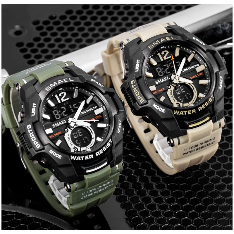 

New Mens Watches LED Analog Quartz Watch Men Army Military Sport Watches Men's Waterproof Digital Watch Male Clock