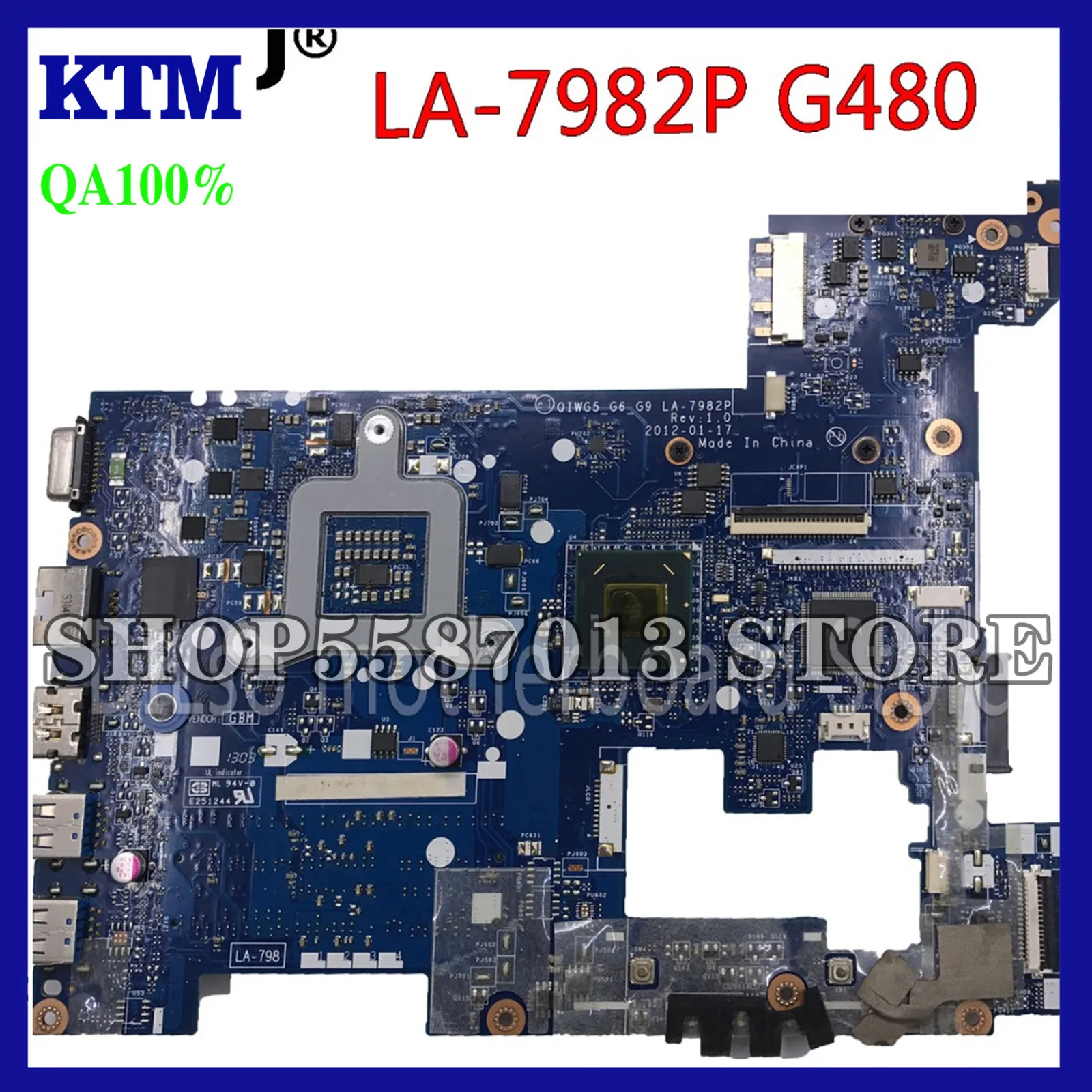 

KEFU LA-7982P G480 Motherboard For Lenovo G480 Laptop Mainboard QIWG5-G6-G9 LA-7982P Test GM original Motherboard