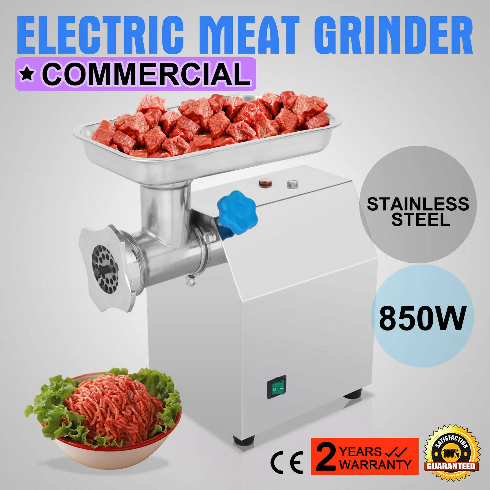 

850W Commercial Meat Mincer Sausage Maker Stainless Steel Grinder 270 LBS/h