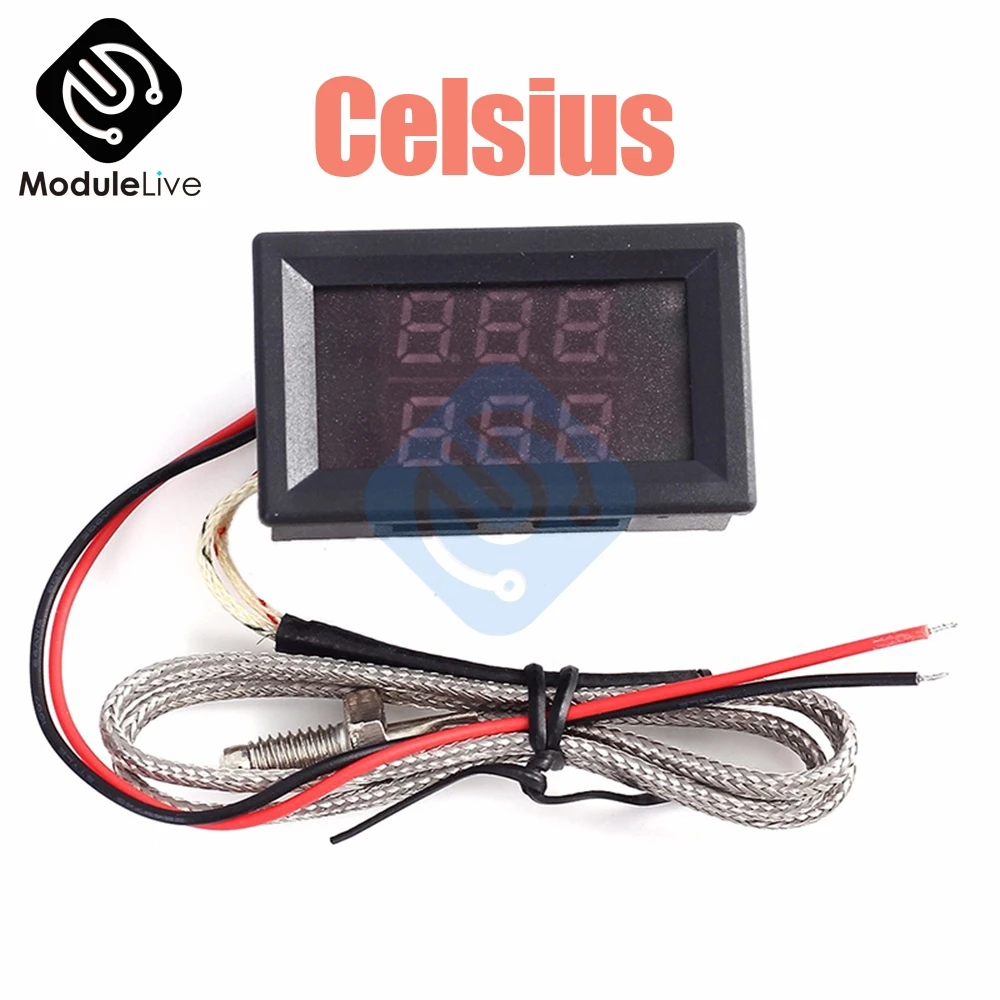 Термометр с двойным светодиодным цифровым дисплеем K-образный промышленный