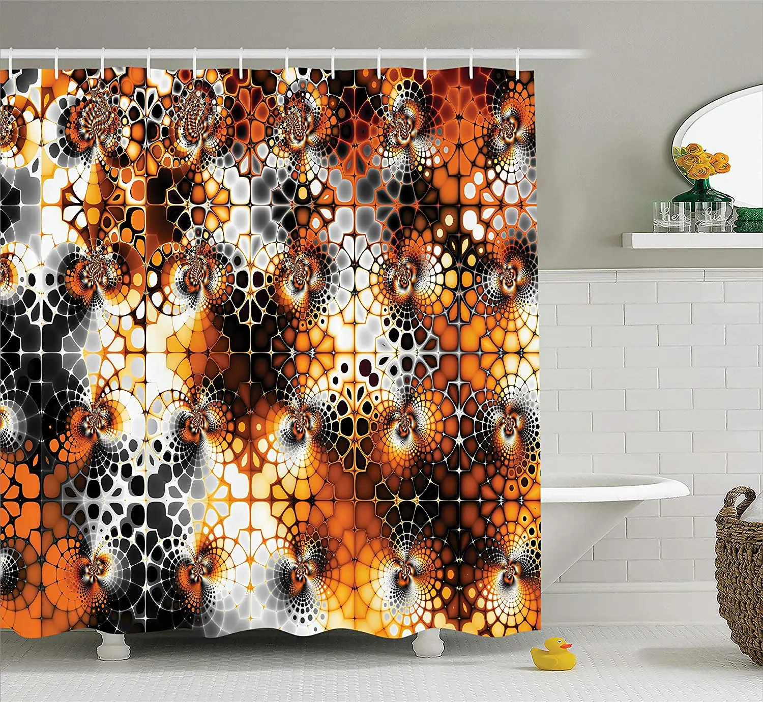 Сгоревшая оранжевая декоративная занавеска для душа набор винтажных мозаичных