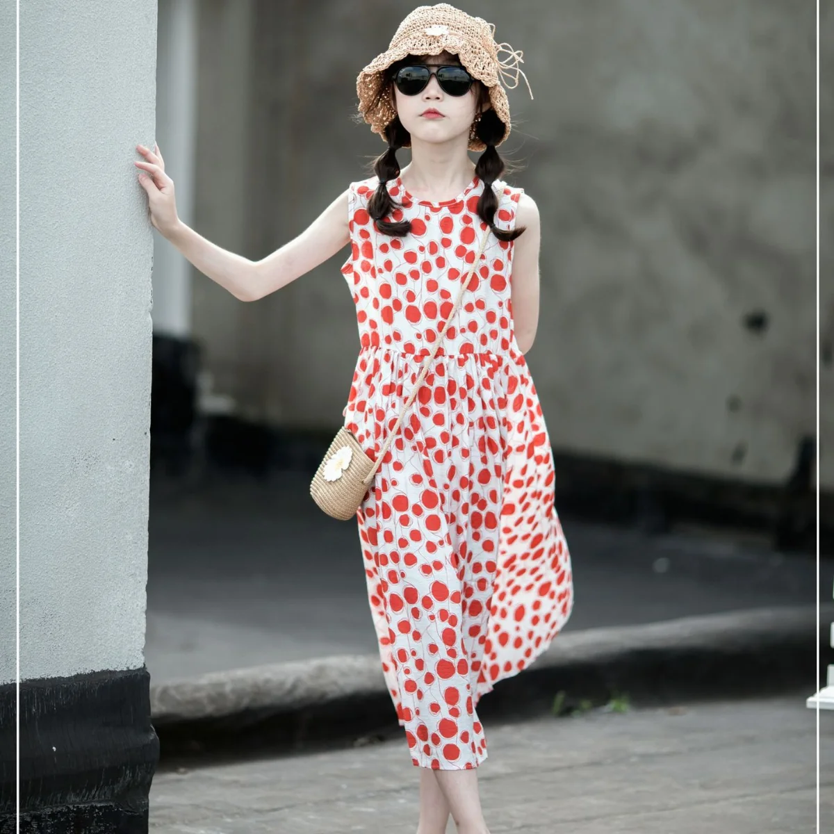 

Детская летняя одежда в горошек, новинка 2021, платье-миди для девочек, детская одежда, детская одежда для подростков, пляж для мамы и дочки, #6325