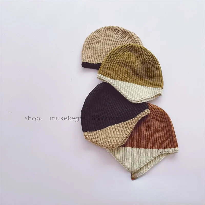 Детская вязаная шапка в японском стиле сезон осень-зима простые модные шерстяные