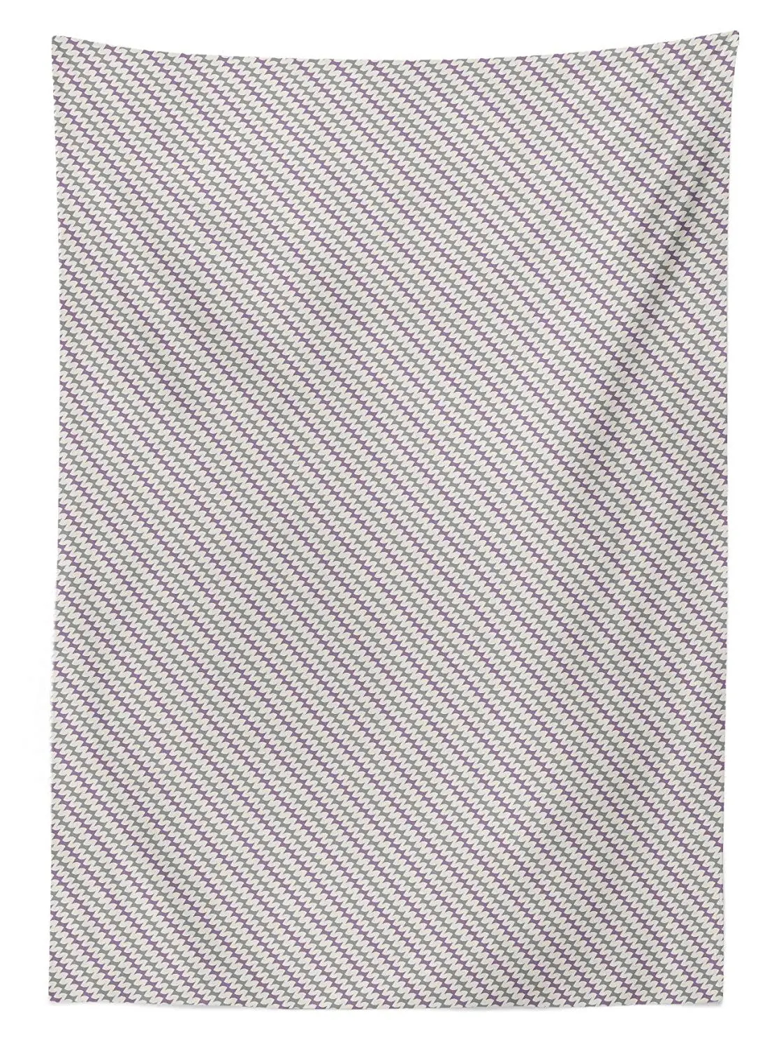 Purple and Grey Outdoor Tablecloth Diagonal Wavy Stripes Design Abstract Ornate Herringbone Zigzags Decor Picnic Table Cloth | Дом и сад