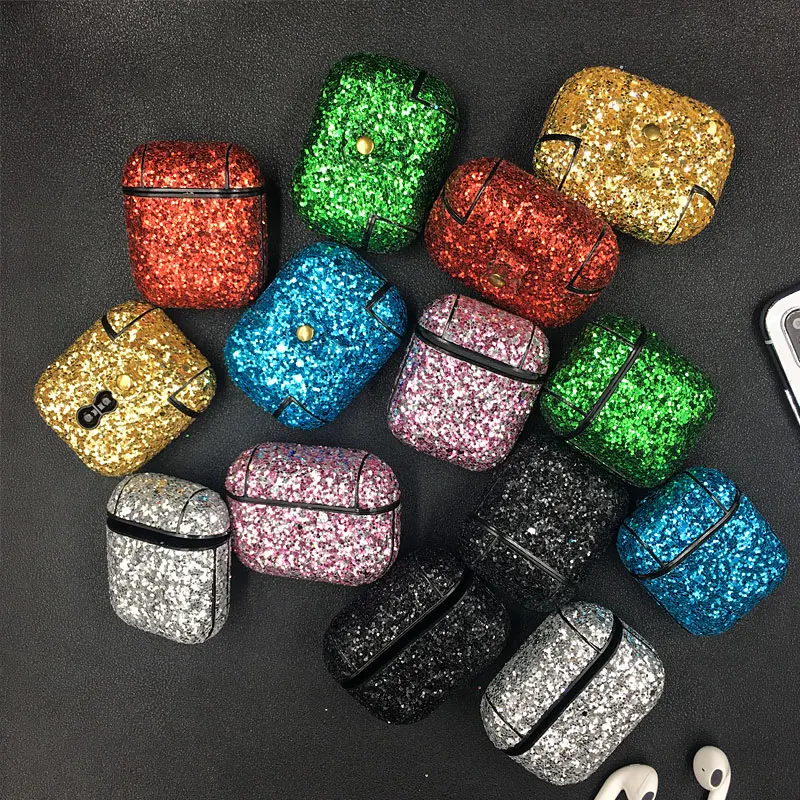 

Glitter Shiny Bling Earphone Case For Apple AirPods Pro Wireless Headphone Cover For Air Pods 1 2 Shockproof Protector hard Case