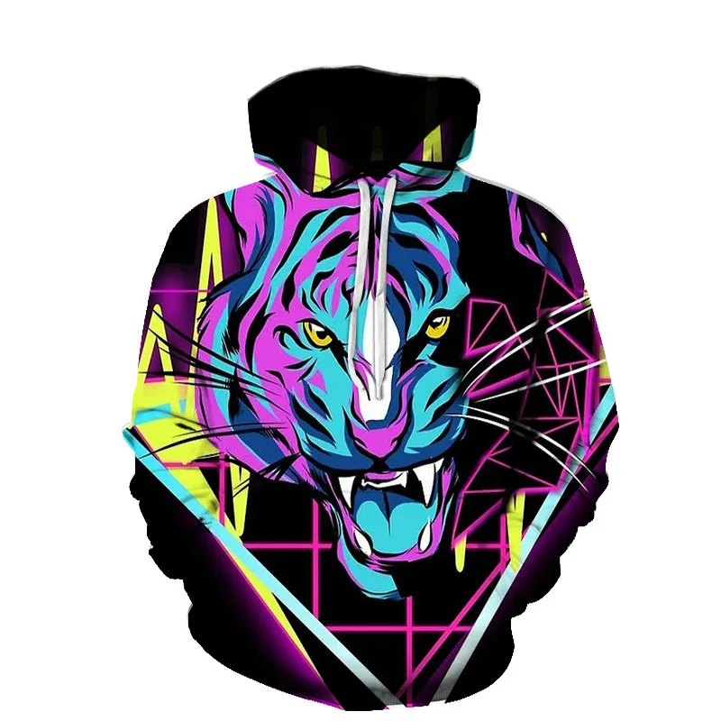 

2021 New Style 3D Animal Print Black Panther Fashion Street Long-Sleeved Hoodie