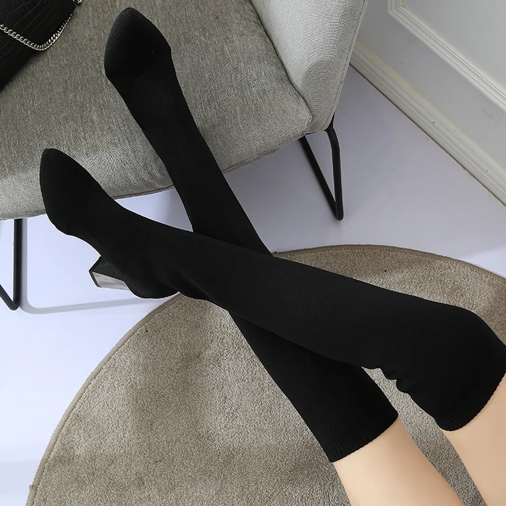 2019 сохраняющие тепло эластичные носки Длинные сапоги пикантные Сапоги выше