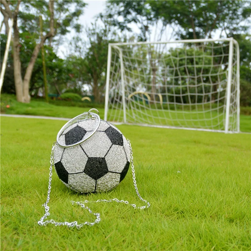 

Luxury Diamond Clutch Evening Bag for Women's Football Shape Party