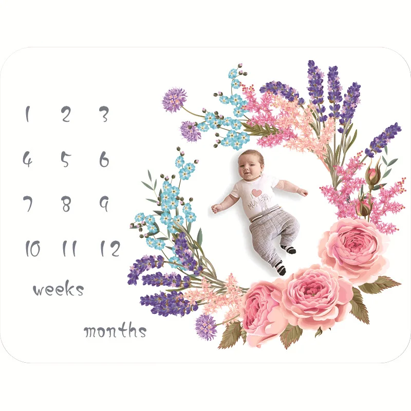 

Newborn Photography Props Accessories 12 Monthly Baby Milestone Blanket Monthly Infant Blankets Flannel Background Blanket