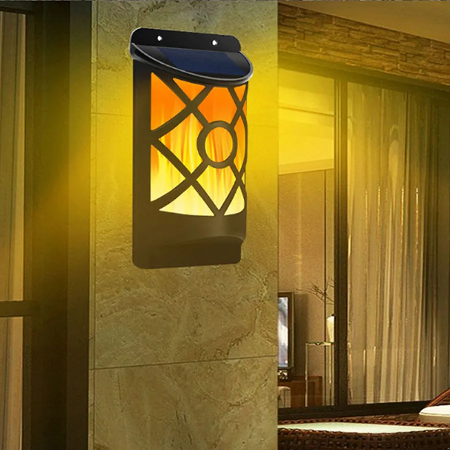

Thrisdar Solar Flickering Flame Wall Light Waterproof Patio Landscape Flame Porch Light Garden Courtyard Security Night Light