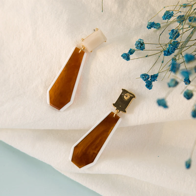 Винтажные полимерные акриловые Мраморные текстуры Висячие серьги капли