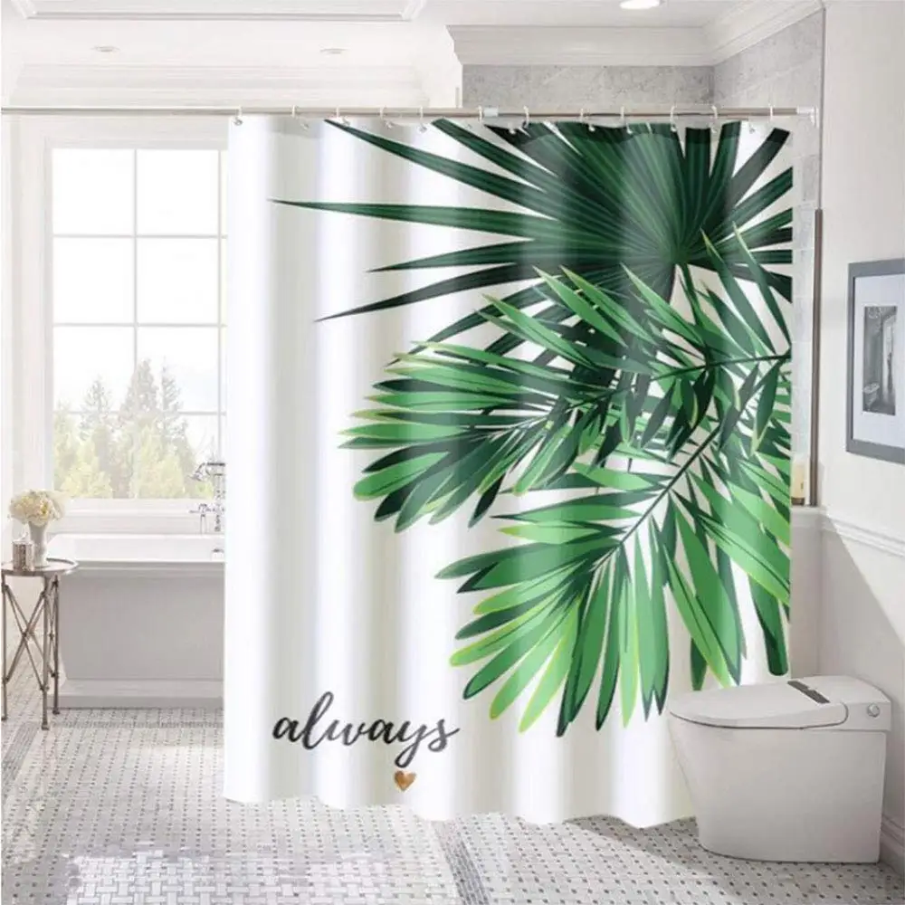 

Heavy Duty Waterproof Fabric Shower Curtain Tropical Leaf