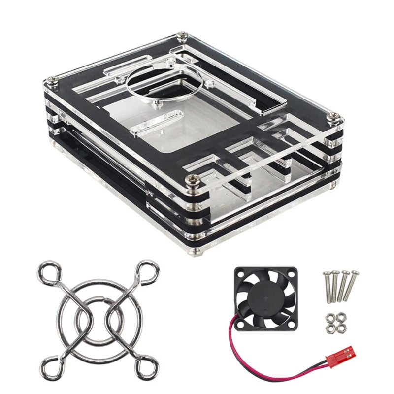 

Raspberry Pi 4 Case with Cooling Fan and Heatsink, 9 Layers Acrylic Case Pi Rack Case Stackable Case for Raspberry Pi 4B