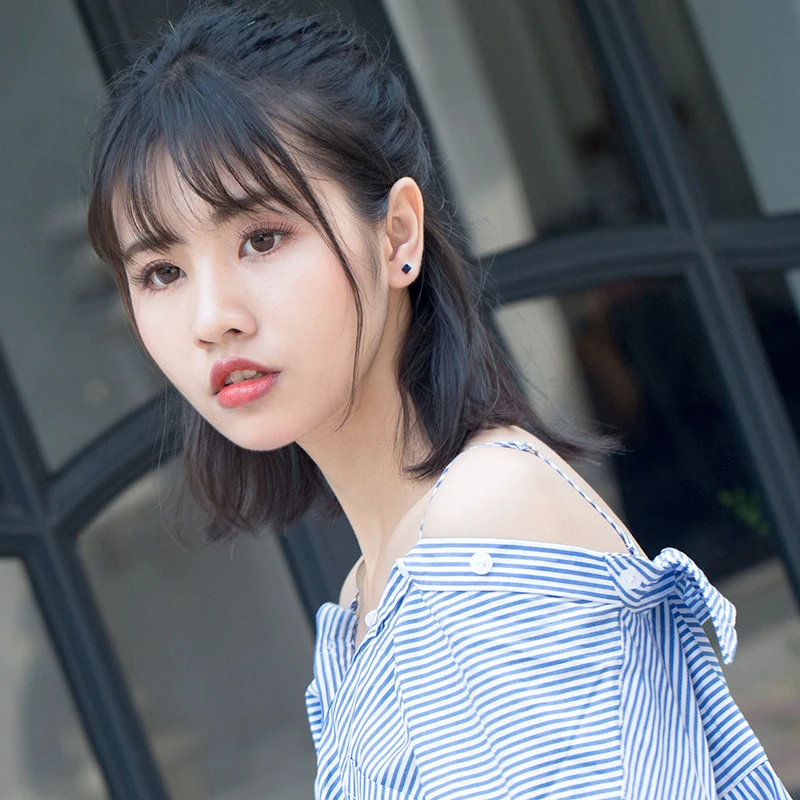 Modian простые квадратные маленькие милые серьги-гвоздики для женщин модные