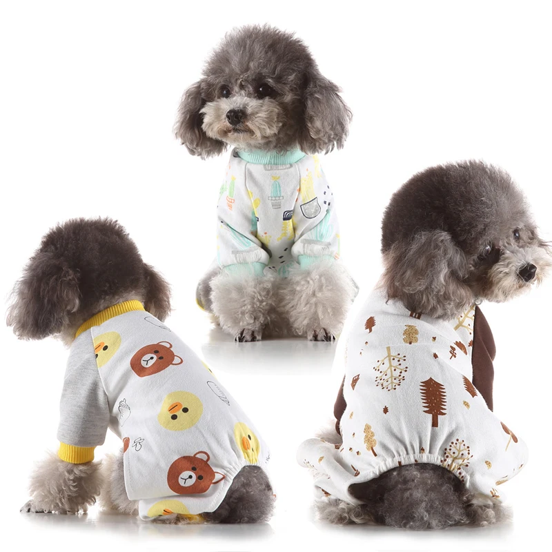 Пижама в полоску для собак комбинезон ног маленьких и средних одежда сна щенков