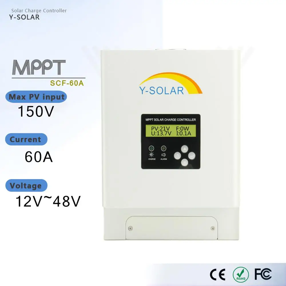 MPPT 60A контроллер солнечного заряда 12 В 24 в 36 в 48 в контроллер солнечного зарядного устройства ЖК-дисплей двойной вентилятор охлаждения солнечный регулятор